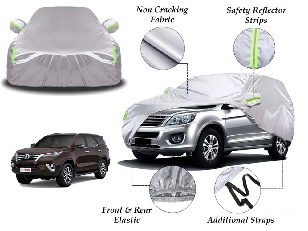 Toyota Fortuner 2016 - 2020 Top Cover | Side Mirror Pockets | Reflector Strips | 100% Water Proof Image-1