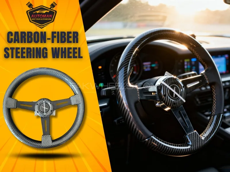 "Premium Carbon Fiber Steering Wheel – Race-Inspired Design" Image-1