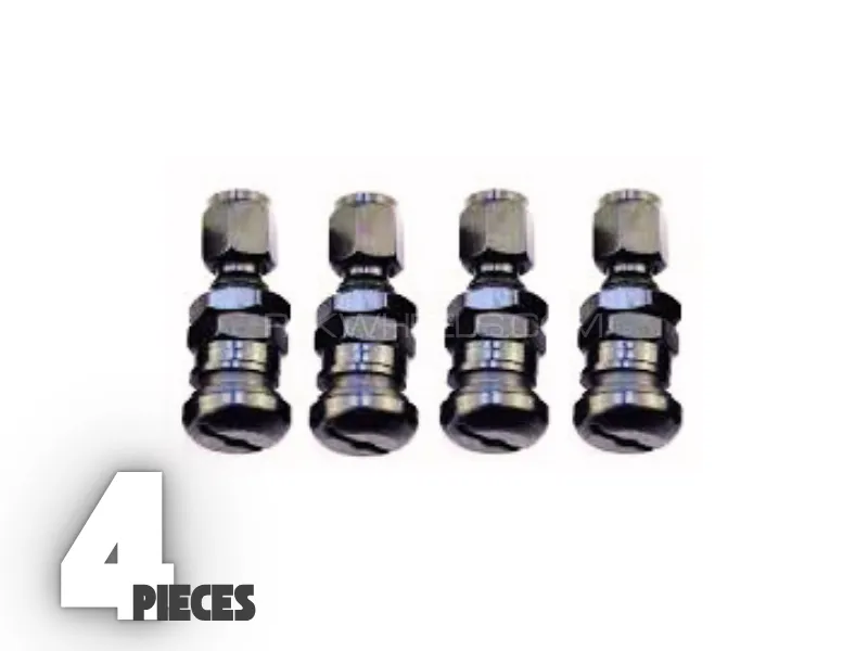 Aluminum Car Tubeless Wheel Tire Valve Stems With Dust Caps Black Image-1