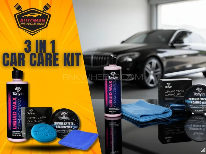 Tonyin 3-in-1 Car Care Kit – Ceramic Crystal Liquid Wax, Coating Wax + Free Microfiber Cloth Image-1