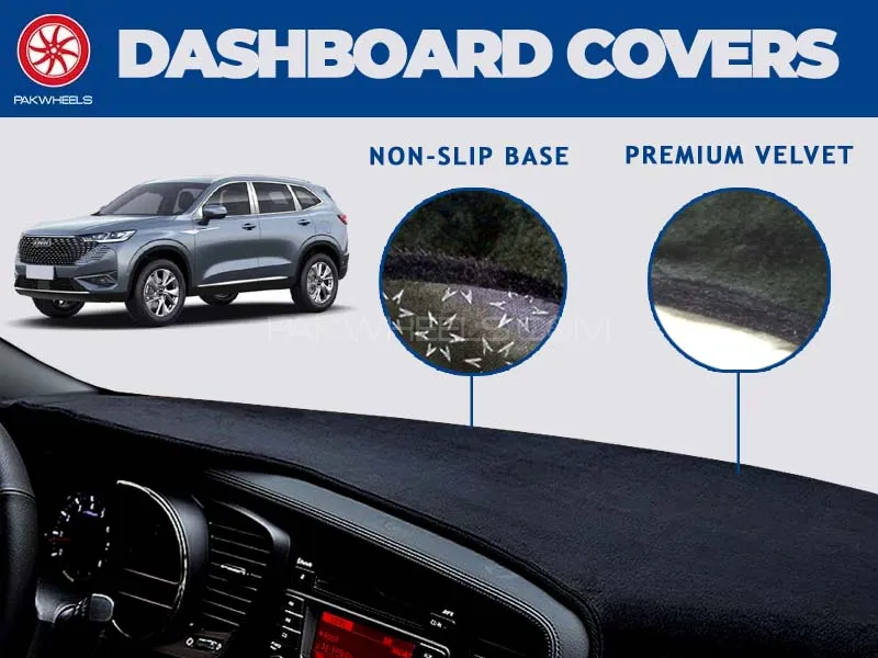 PakWheels Velvet Dashboard Cover For Haval H6 | Non-Slip | Washable | Heat Proof Image-1