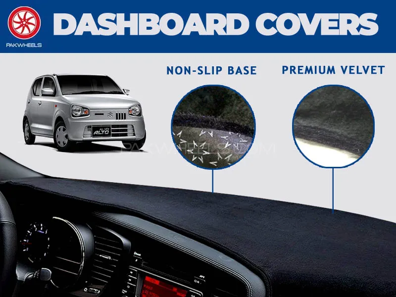 PakWheels Velvet Dashboard Cover For Suzuki Alto 2019 - 2025 | Non-Slip | Washable | Heat Proof Image-1