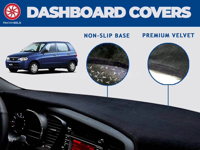PakWheels Velvet Dashboard Cover For Suzuki Alto Vxr | Non-Slip | Washable | Heat Proof Image-1