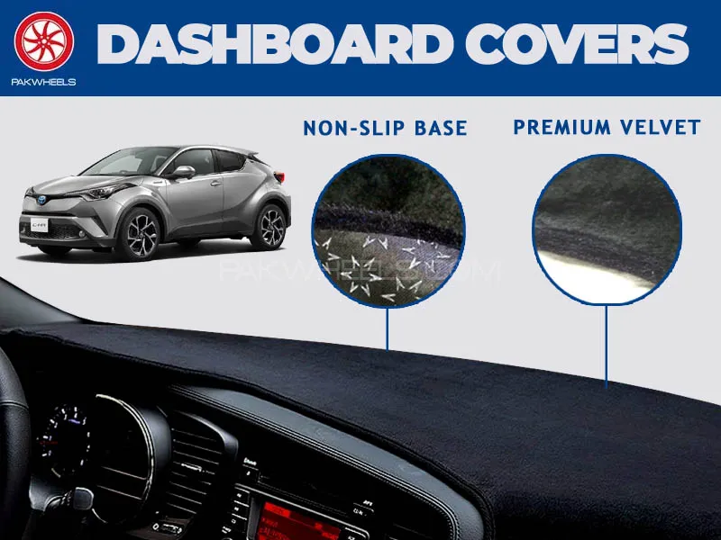 PakWheels Velvet Dashboard Cover For Toyota CHR | Non-Slip | Washable | Heat Proof Image-1