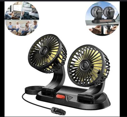Dashboard Cooling Dual Head Fan | 12V/24V Car Electric Fan with Adjustable Airflow Dashboard Cooling Dual Head Fan | 12V/24V Car Electric Fan with Adjustable Airflow