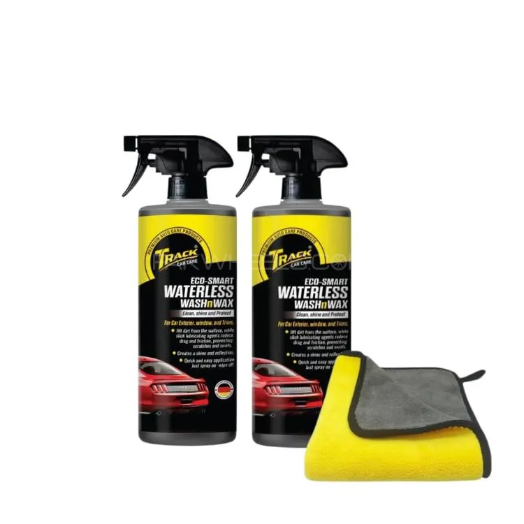 Track Waterless Wash & Wax 500ml Pack of 2 With Free 600 GSM Towel Image-1