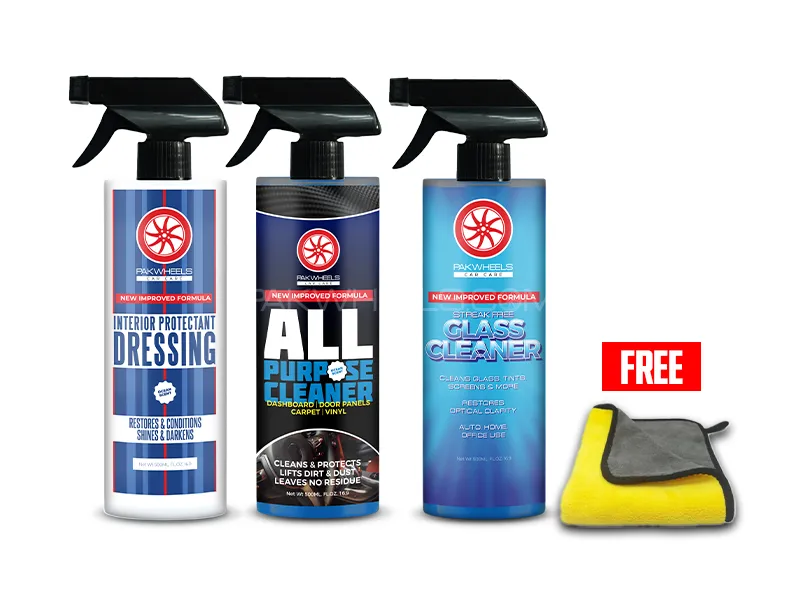 PakWheels All Purpose Cleaner APC Protectant Dressing, Glass Cleaner Bundle 500ml With Free Towel Image-1