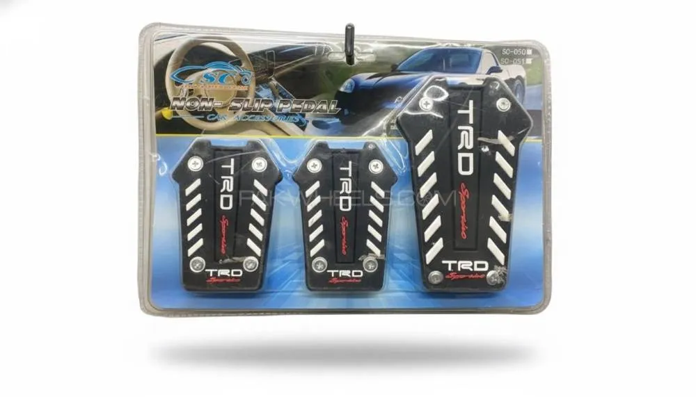 Trd Non Slip Racing Pedal Cover Set For All Manual Cars White Colour Image-1