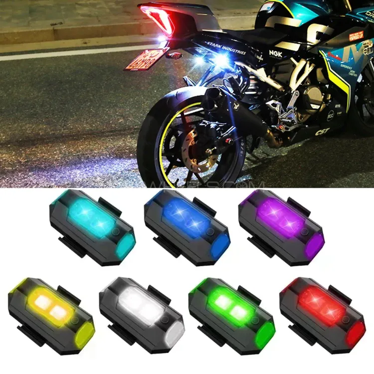 7-Color Rechargeable Aircraft LED Lights for Cars & Bikes – 2 Pack Image-1