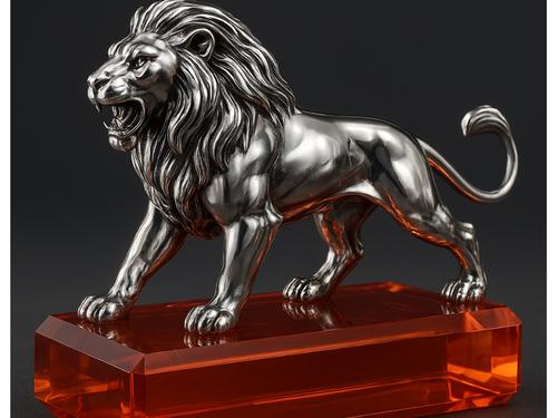 Luxury Silver Lion Figurine with Orange Crystal Base – Car Dashboard & Home Decor Luxury Silver Lion Figurine with Orange Crystal Base – Car Dashboard & Home Decor