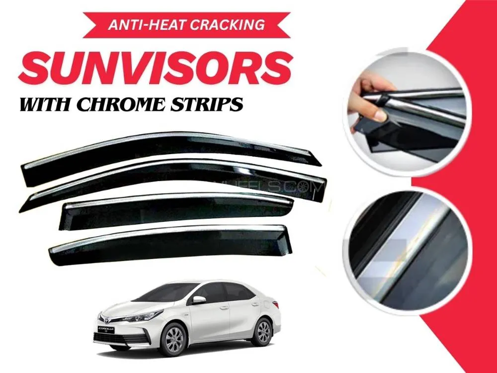 Toyota Corolla 2014 - 2025 Sun Visor With Chrome Strips | AirPress | Anti-Heat Cracking Sun Visors  Toyota Corolla 2014 - 2025 Sun Visor With Chrome Strips | AirPress | Anti-Heat Cracking Sun Visors  Image-1