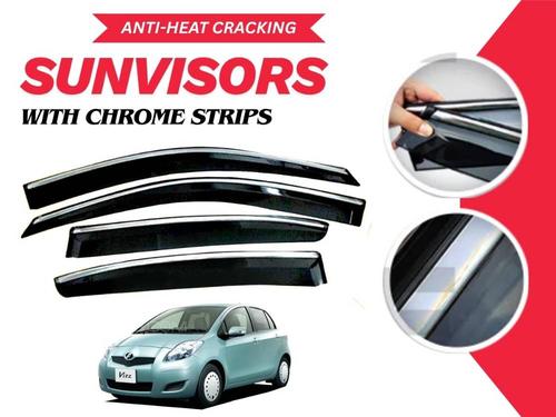 Toyota Vitz 2005 - 2010 Sun Visor With Chrome Strips | Air Press | Anti-Heat Cracking Sun Visors  Toyota Vitz 2005 - 2010 Sun Visor With Chrome Strips | Air Press | Anti-Heat Cracking Sun Visors