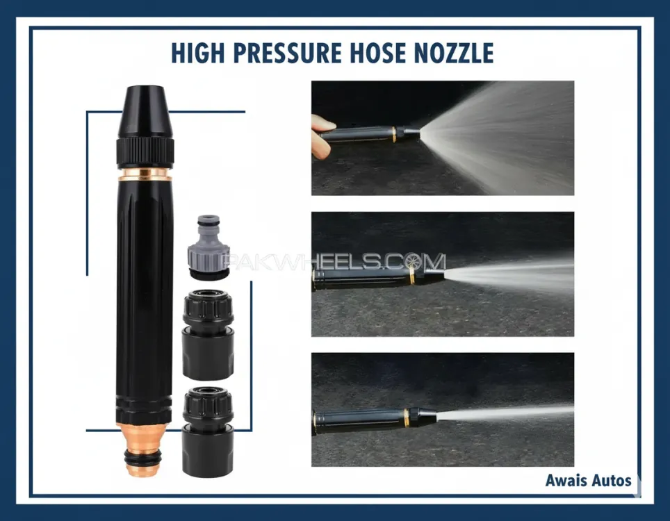 Adjustable High-Pressure Water Spray Nozzle | 3 Jet Modes | Heavy-Duty Metal Car Washer Adjustable High-Pressure Water Spray Nozzle | 3 Jet Modes | Heavy-Duty Metal Car Washer Image-1