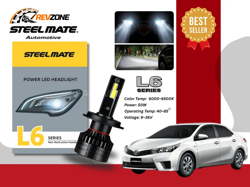 Steelmate L6 Series Power LED Headlight H11 Fitting – 50W for Toyota Corolla 2015-2019 Image-1