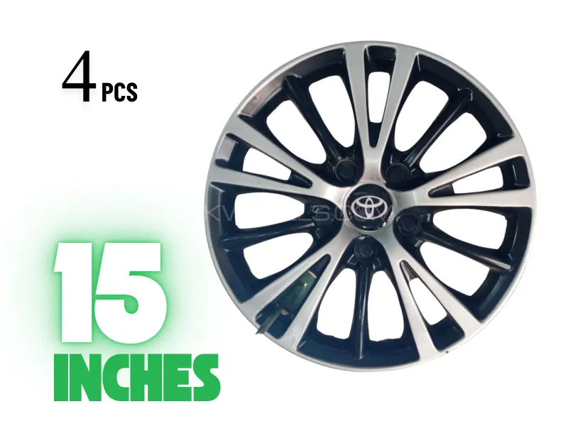 15 Inch | Double Color | Wheel Cover for Toyota Corolla | Yaris | Set of 4 Pcs Image-1