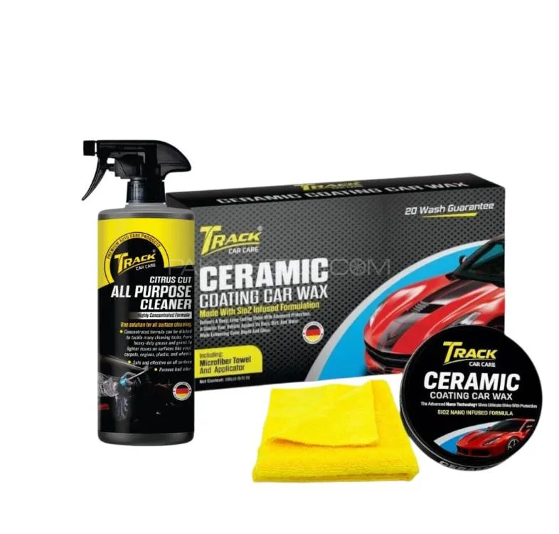 Track Car Care-All Purpose Cleaner 500ml With Track Car Ceramic Coating Wax 200g -Free Towel And Pad Image-1
