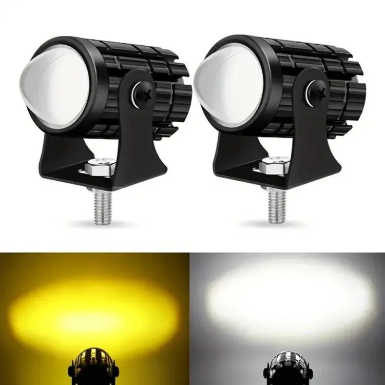  2 Pcs Set Mini Driving Fog Lights, Motorcycle Auxiliary Spot Lights High Low Beam White / Yellow Image-1