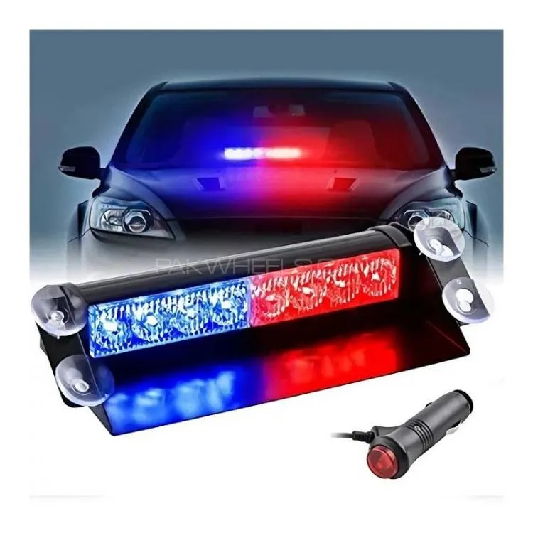  8 LED Red and Blue Police Flash Light For Dashboard Image-1