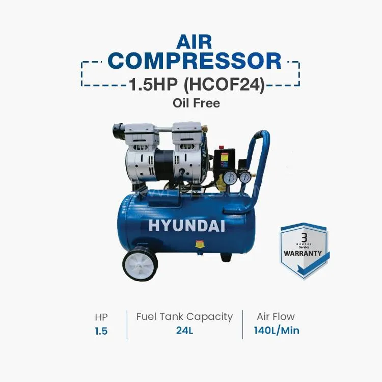 Hyundai Air Compressor 24L Oil Free 1.5HP (HCOF24) Image-1