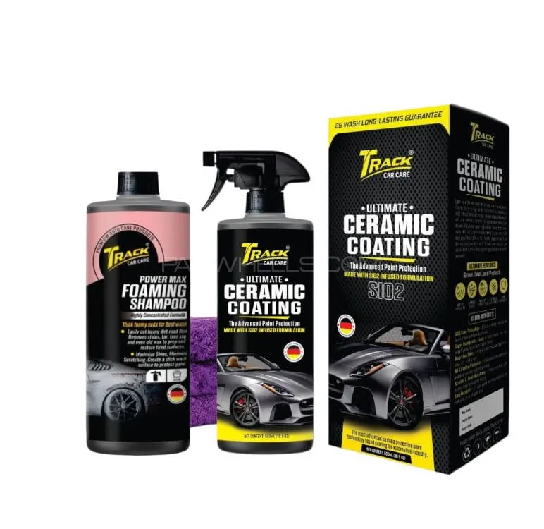 Track Car Care-Ceramic Coating Car Spray 500ml And Foamy Shampoo 500ml With free Microfiber Towel Image-1