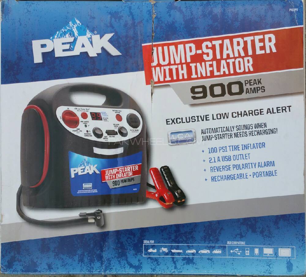 Jump Starter with Inflator 900 Peak Amp Power Image-1