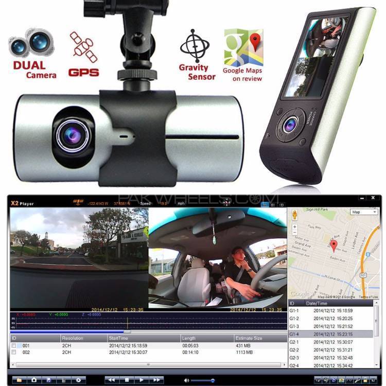 R-300 2.7" GPS Logger Dual Camera Car DVR Dash Front Inside Image-1