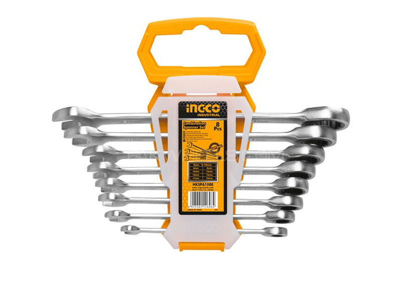 Ingco Ratchet Spanner Set 8pcs Image-1
