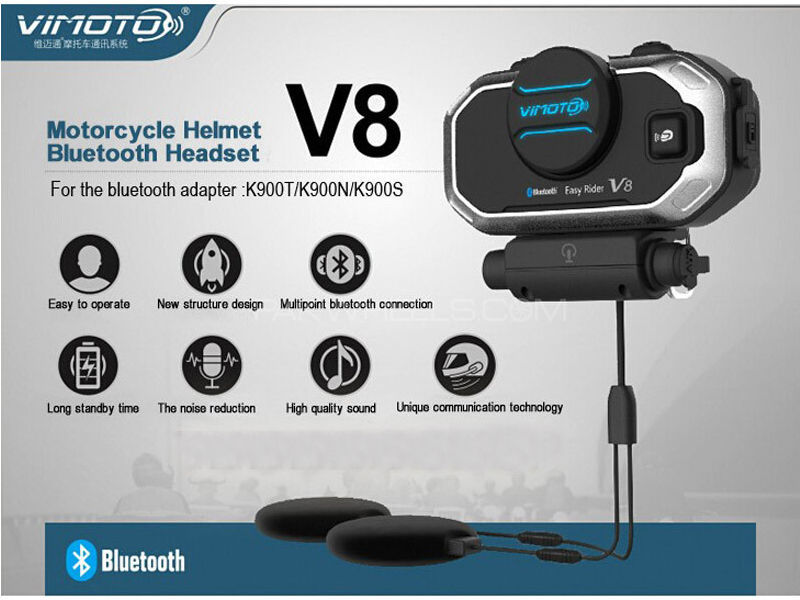 Vimoto v8 850mAh Helmet Bluetooth Headset  Image-1