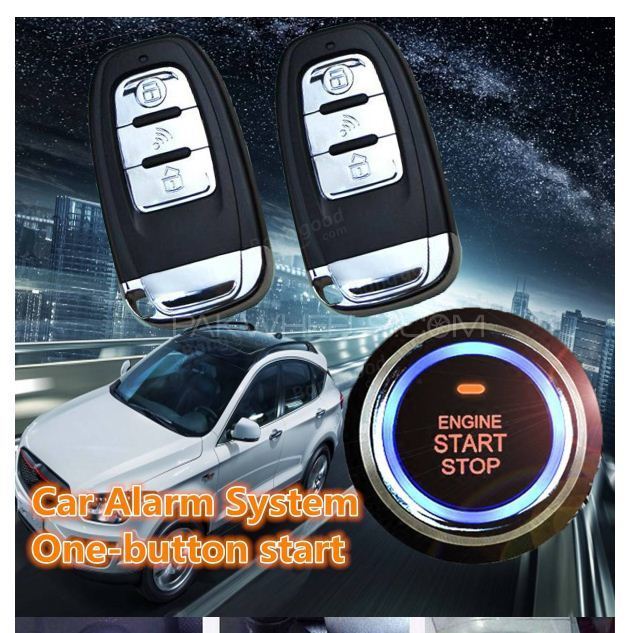 4in1 PKE CAR Alarm + Remote Start + Push Start Button + Auto Lock Unlock Image-1