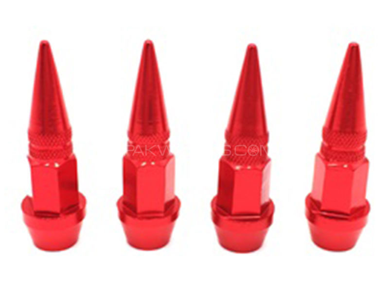 Bullet Tyre Valve Caps Red Color Image-1