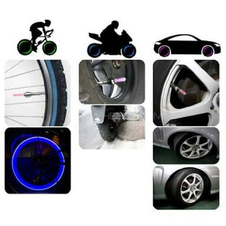 Pack of 2 Valve Cap tyre Light ffor Car and Bike Image-1