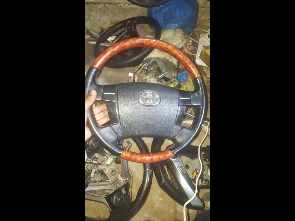 Toyota Mark X Wooden + Leather Steering Wheel with Airbag Image-1