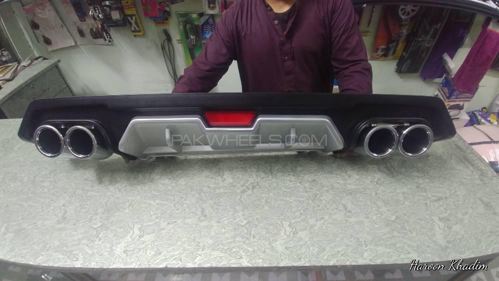 Honda Civic Rear Bumper Diffuser with 4 Exhaust Tips Image-1