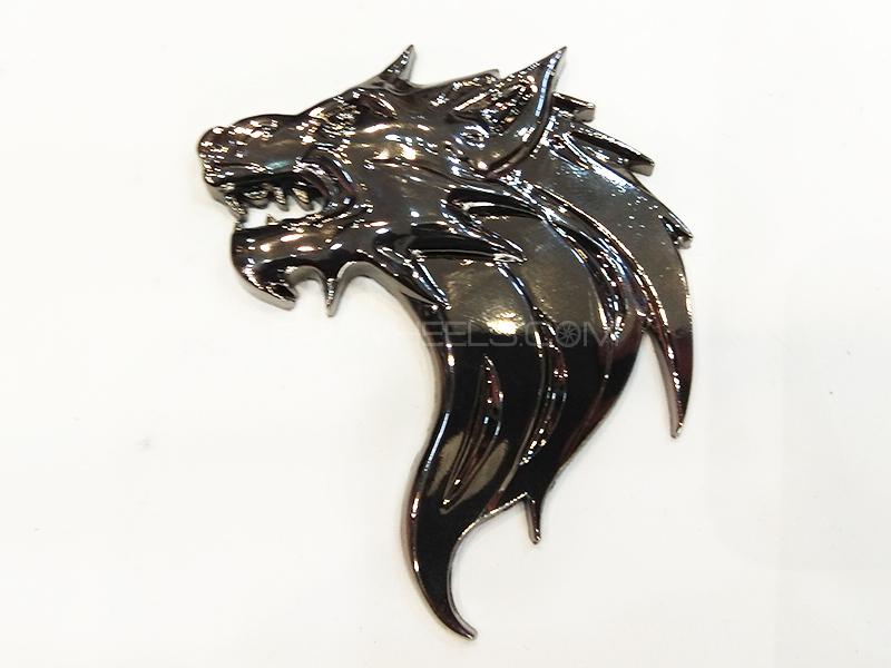 Lion Face Metal Logo - Black Image-1