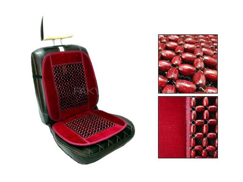 Car Moti Wooden Beads Seat - Maroon  Image-1