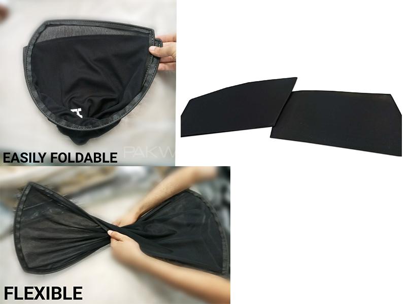 Foldable & Flexible Sun Shades For Toyota Mark X - Dark Black Image-1