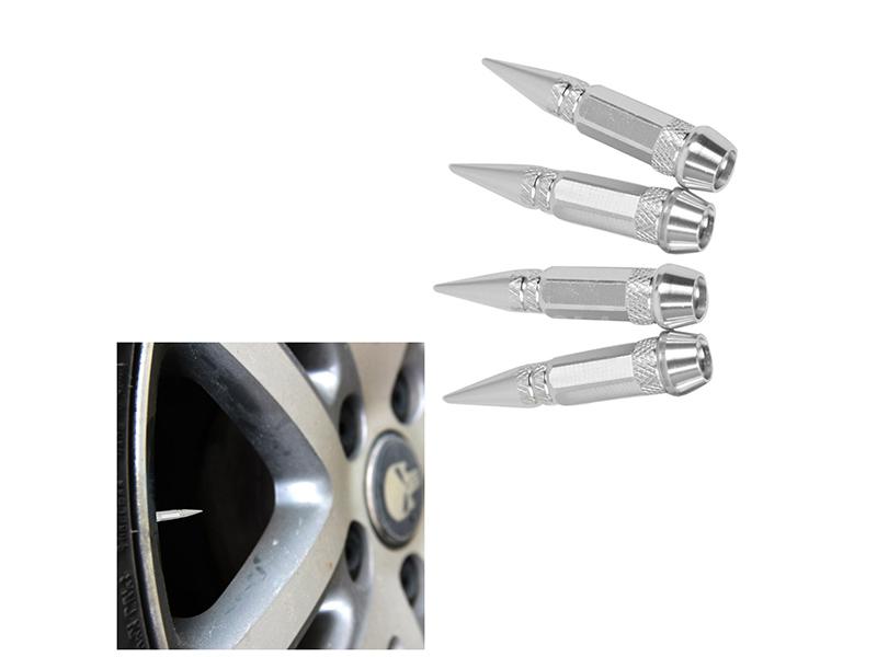 Universal Car Rim Nozzle Caps - Silver Image-1