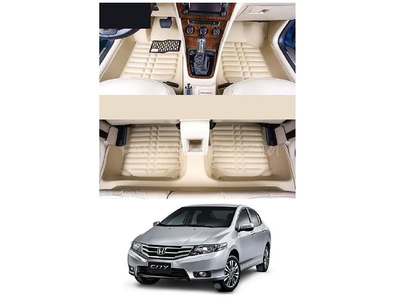 5D Custom Floor Mats Beige For Honda City 2009-2019 Image-1