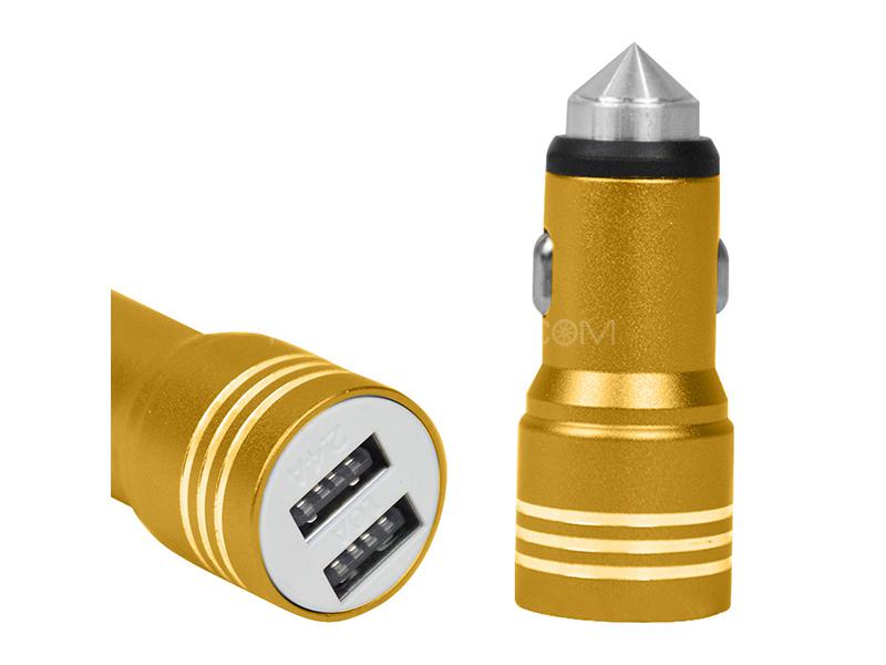 Universal Car Charger With 2 USB Ports - Golden Image-1