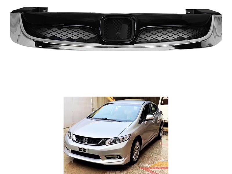 Honda Civic 2012-2015 Front Grill Chrome Black  Image-1