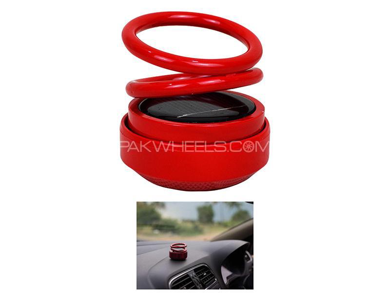 Solar Power Auto Rotating Car Perfume Air Freshener - Red Solar Power Auto Rotating Car Perfume Air Freshener - Red Image-2