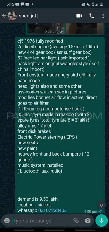 Jeep CJ 5 1976 for Sale in Sialkot Jeep CJ 5 1976 for Sale in Sialkot Image-12