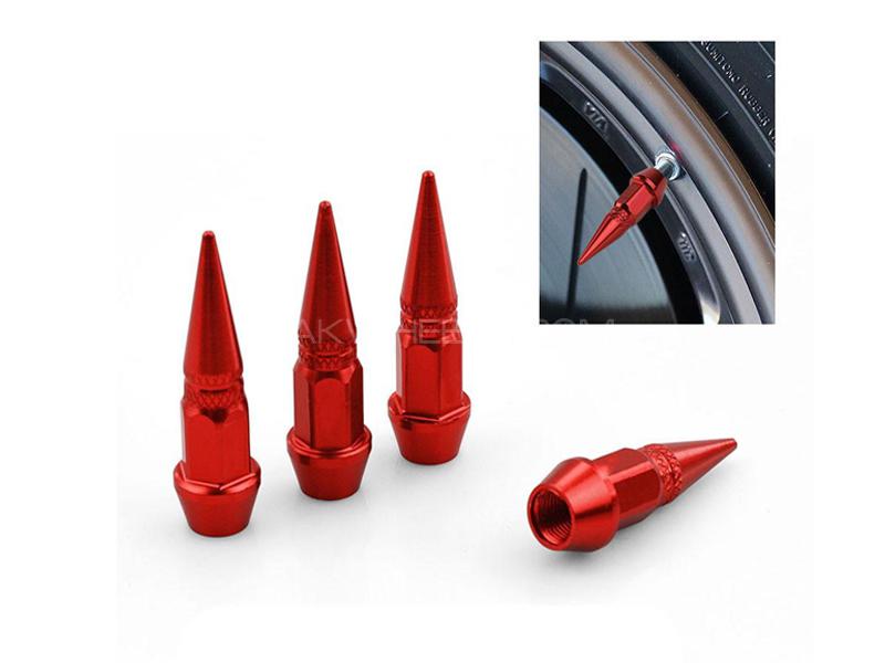 Tire Nozzles Bullet Caps Red Image-1