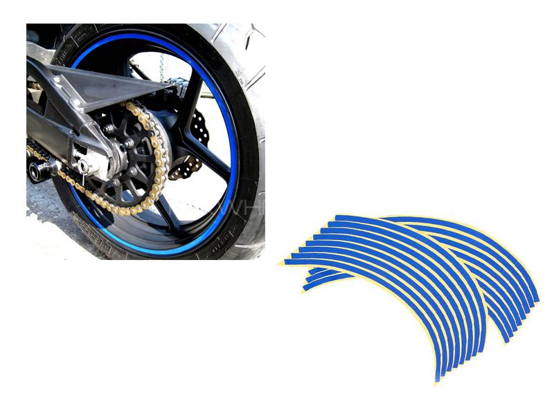Motorcycle Rim reflector Sticker Blue  for sale in Lahore Image-1