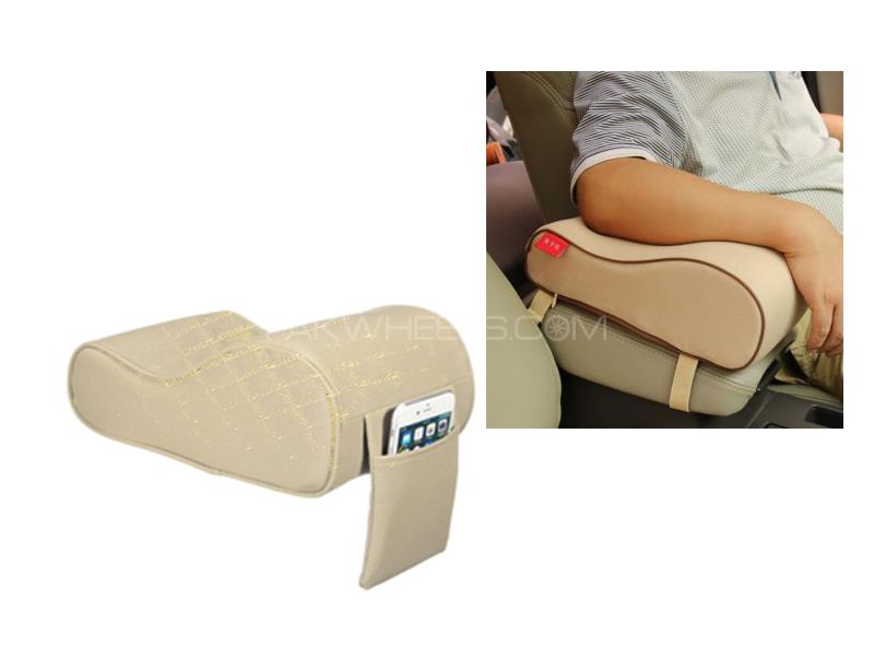Universal Car Memory Foam Arm Rest Cushion Extender Beige Image-1