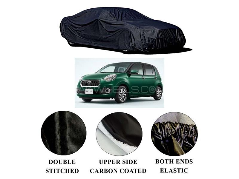 Toyota Passo 2016-2023 Polymer Carbon Coated Car Top Cover  | Double Stitched | Water Proof Image-1