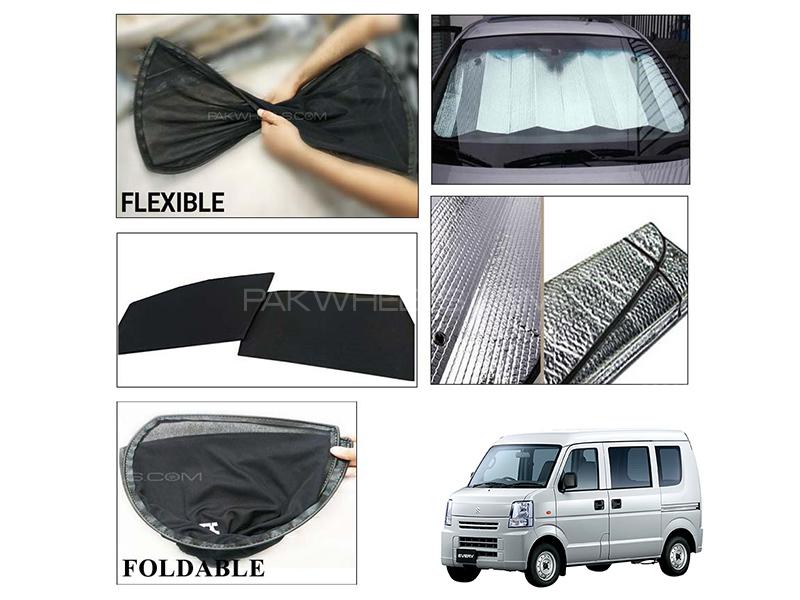 Suzuki Every Foldable Shades And Front Silver Shade - Bundle Pack  for sale in Karachi Image-1
