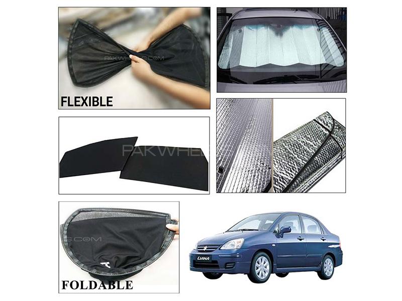 Suzuki Liana 2006-2014 Foldable Shades And Front Silver Shade - Bundle Pack  Image-1