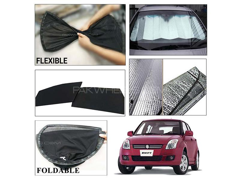 Suzuki Swift 2009-2021 Foldable Shades And Front Silver Shade - Bundle Pack  for sale in Karachi Image-1