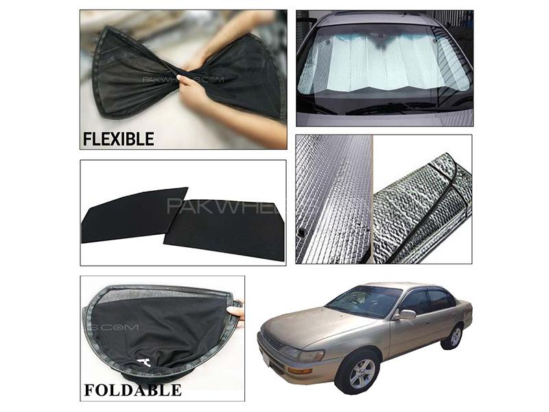 Toyota Corolla 1996-2002 Foldable Shades And Front Silver Shade - Bundle Pack  Image-1